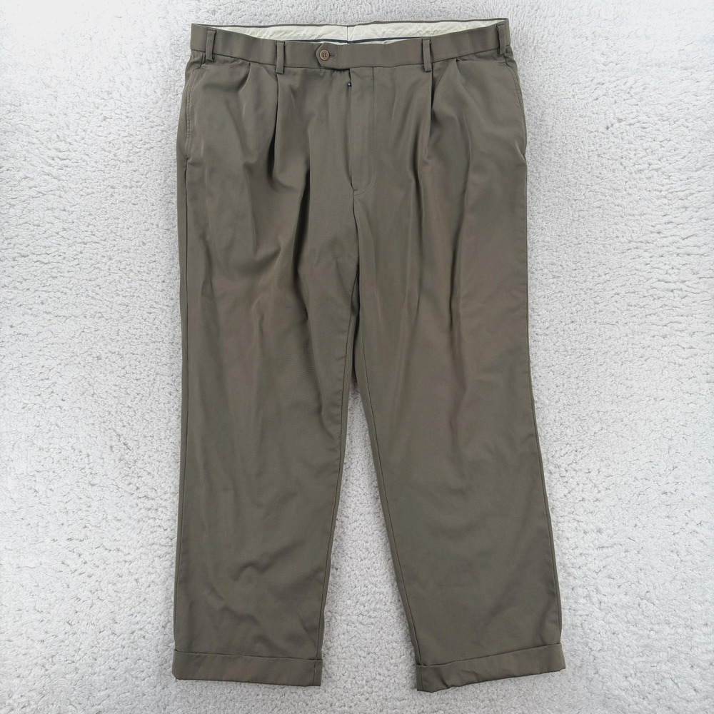 Brooks Brothers Dress Pants Mens 42x30 Green Classic Fit Wool Cuffed Pleated